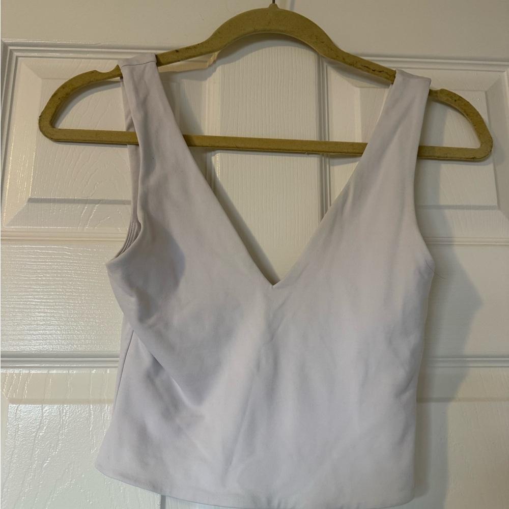 Aritzia White V-Neck Crop Top